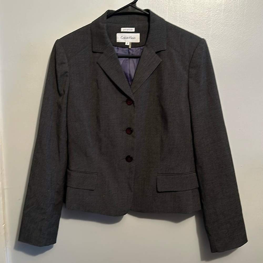 Calvin Klein Charcoal Gray Stretch 3-Button Blazer Size 8